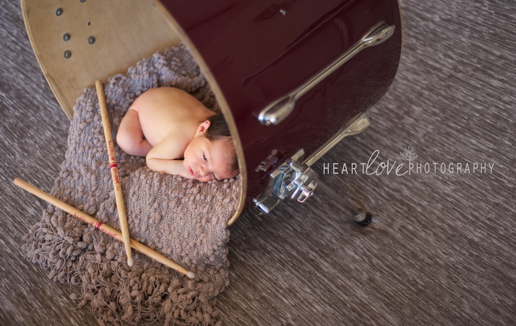 newborn with drums