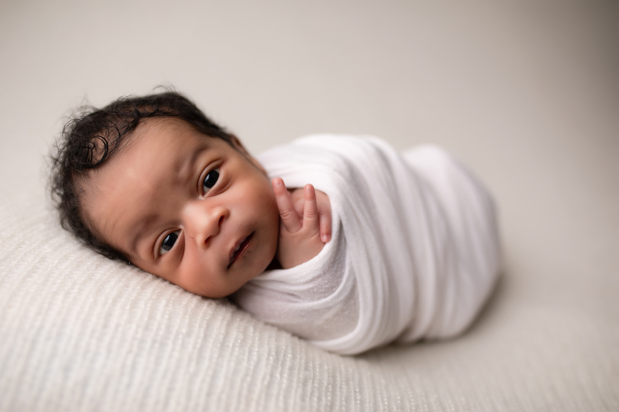 Newborn baby eyes open