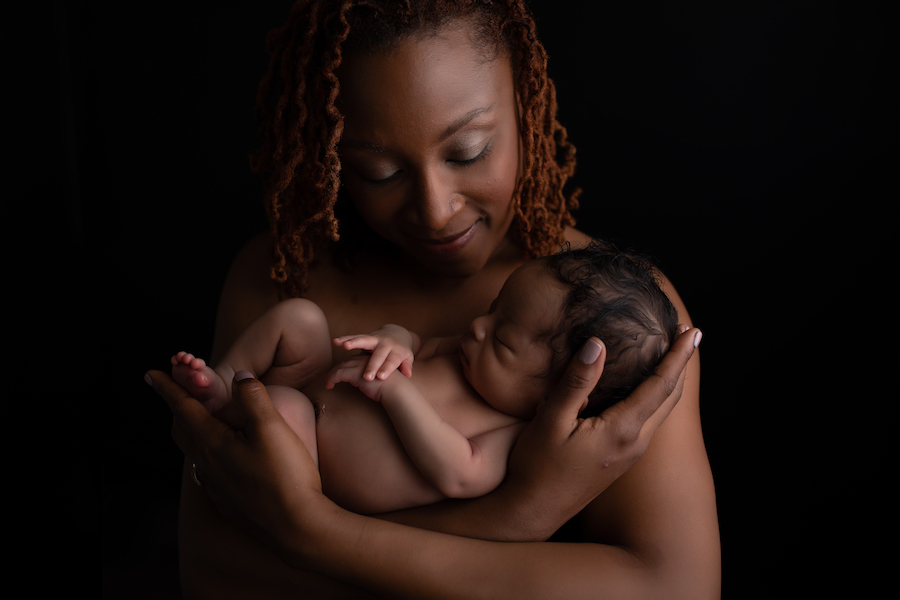 Mom holding newborn