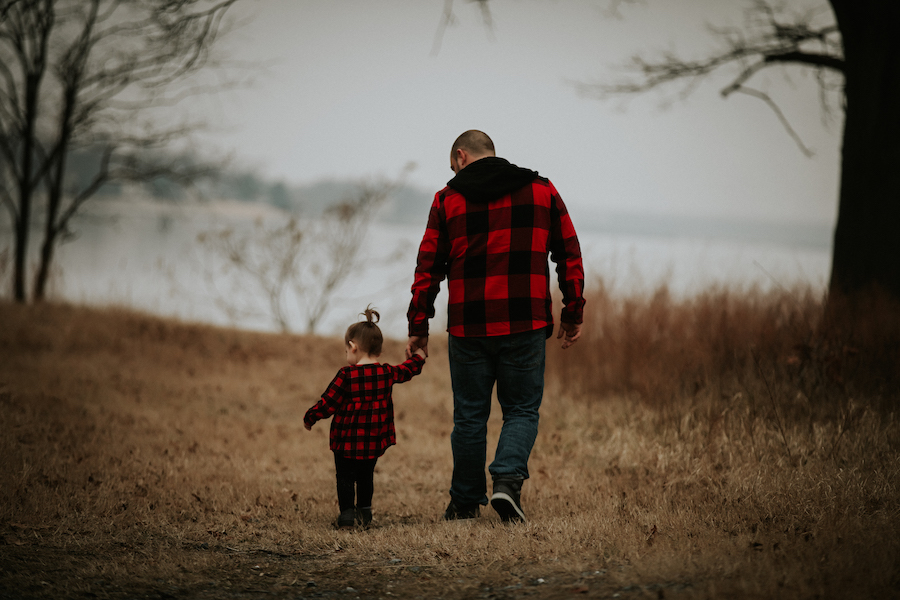 Dad and daughter walking